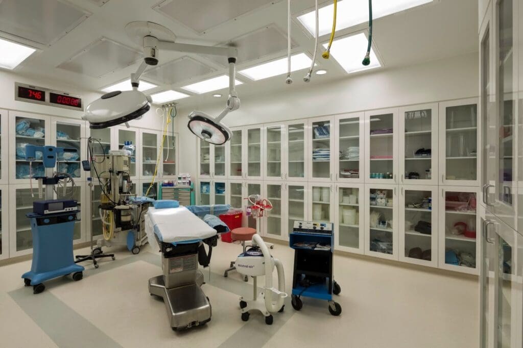 A clean, well-equipped dental clinic with multiple chairs and tools.